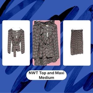 Two piece floral set  Blouse & Maxi Skirt Floral NWT Medium Two Piece Separate